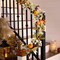 5ft Silk Lambs Ear Pumpkins Garland with Lights ,Fall Leaves Garlands for Mantle